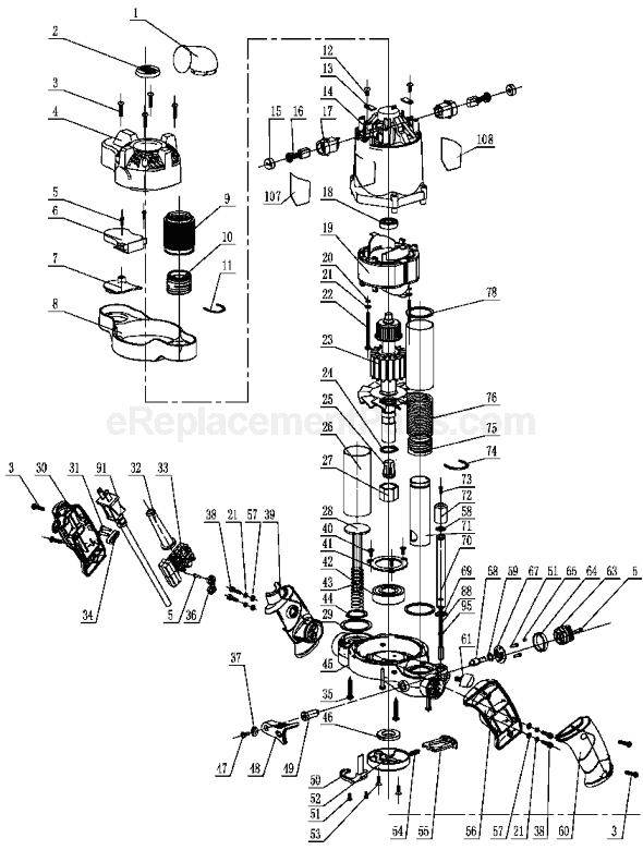 Page A Diagram and Parts List for FS1200RP Type 1 Black and Decker Router
